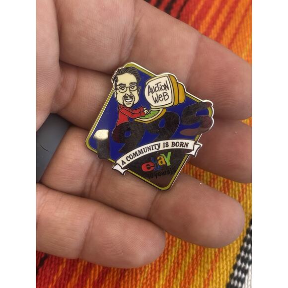 1995 EBAY, AUCTION WEB, A COMMUNITY IS BORN, PIERRE OMIDYAR, EBAYANA AD PIN Rare - Picture 2 of 3